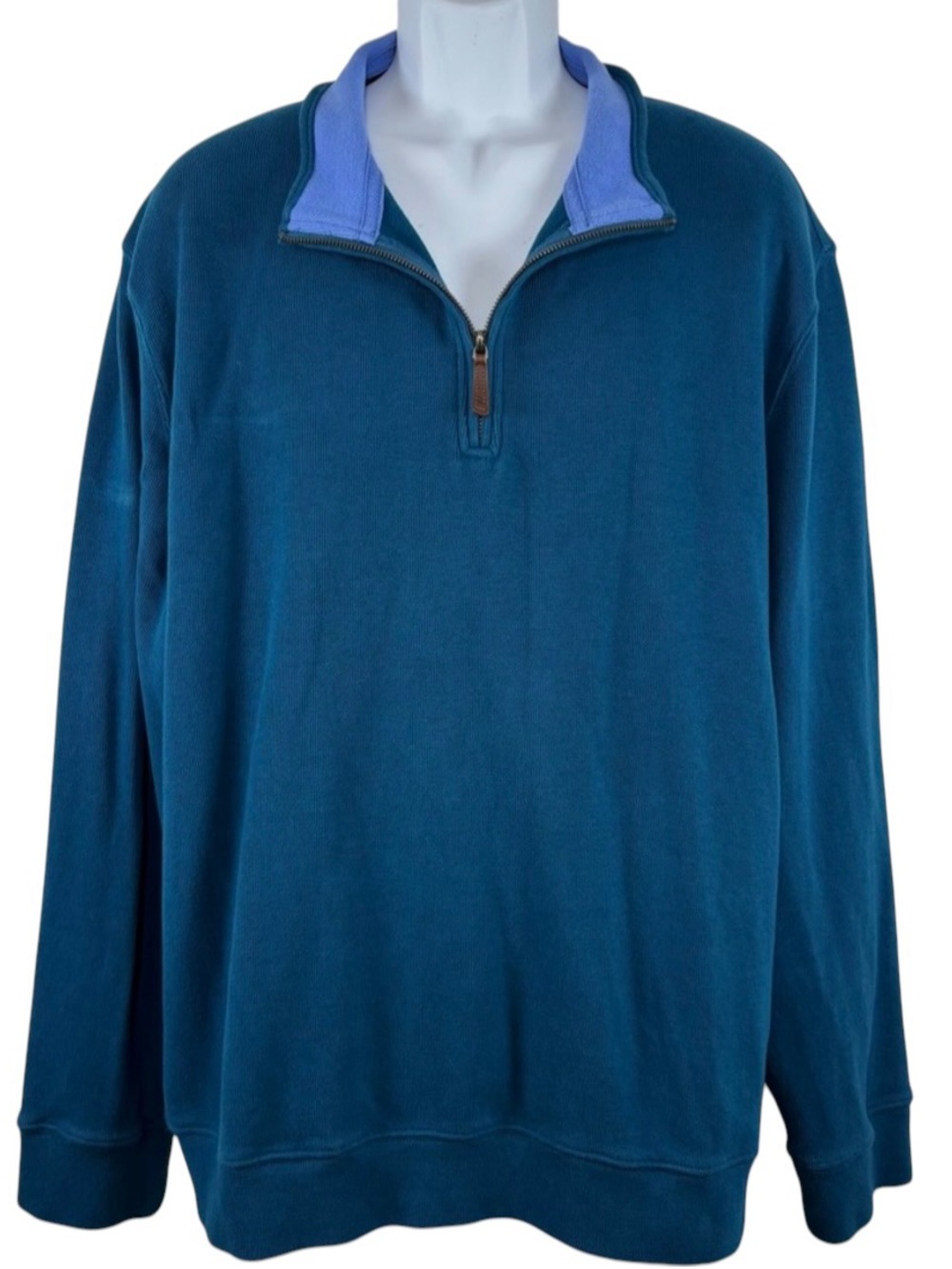 Lands' End Men's Blue Quarter Zip Pullover Sweater SzXXL Preppy Casual Staple